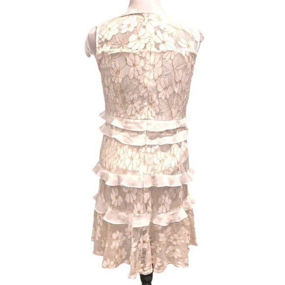 Lapis and Lillies Lace Sleeveless Dress Size 10 Ruffles White Gold Glitter Women - Picture 4 of 4